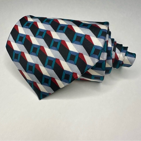 Vintage Oscar de la Renta Couture Bold Geometric Classic Silk Tie - Picture 2 of 8